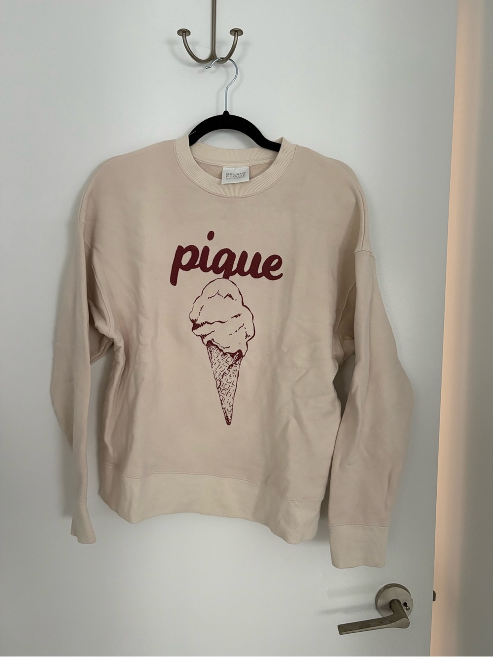 Gelato Pique Cream Sweatshirt with Maroon Ice Cream Graphic